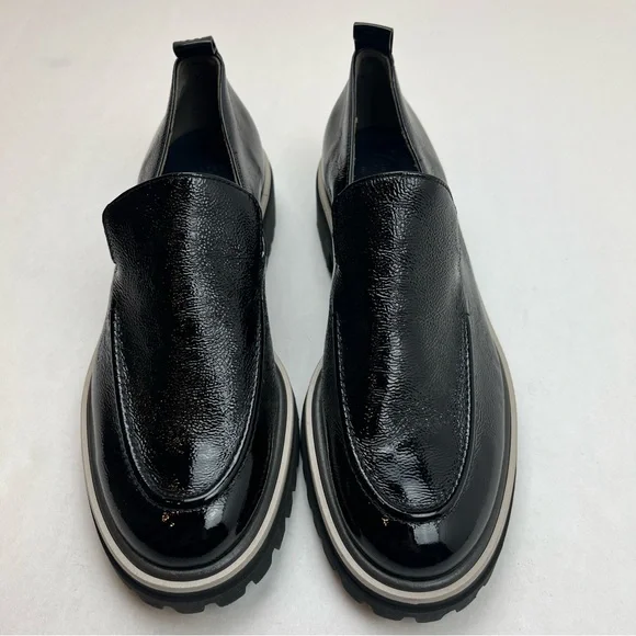 Paul Green Naomi‎ Platform Loafer Black Crinkled Patent US Size 9.5 Preppy NEW